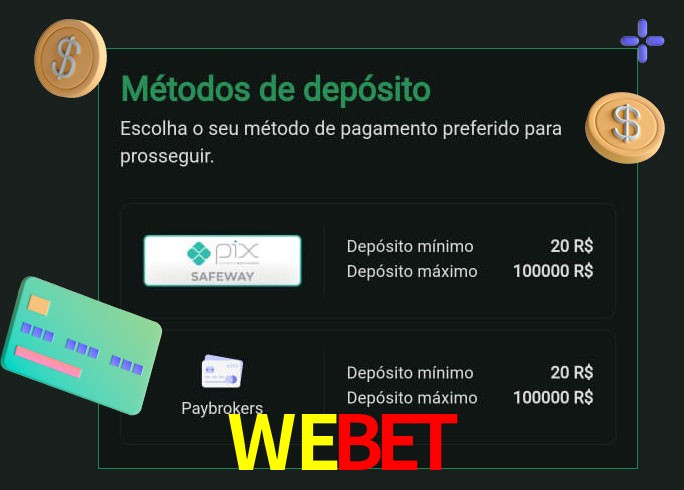 O cassino WEBET oferece uma grande variedade de métodos de pagamento
